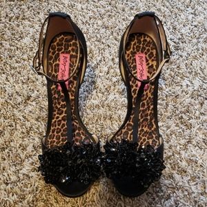 Betsy Johnson Black Sequin Heels